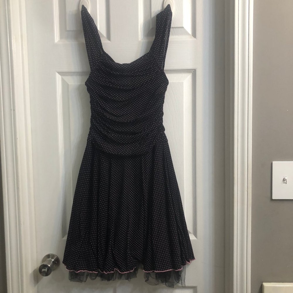 Black and Pink Polka Dot Dress